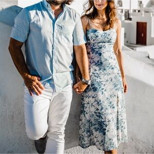 OMI+ Blue Floral Dress